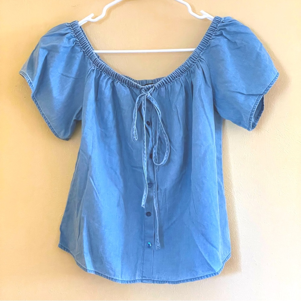 Express Blue Denim Off the Shoulder Top Sz-M